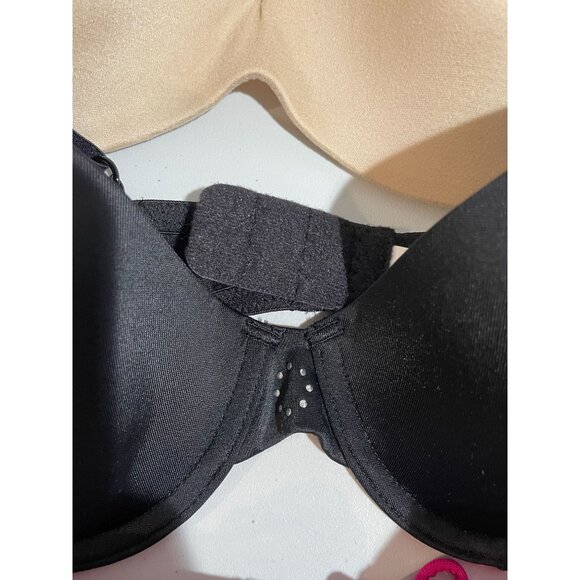 Set Of 3 Womens 34B Padded Bras Beige Black Pink Leopard Lace Adjustable Straps - Picture 3 of 8